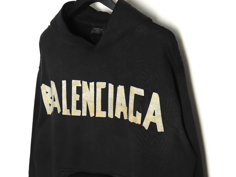 Ba*len*cia*ga distressed tape hoodie tsk1