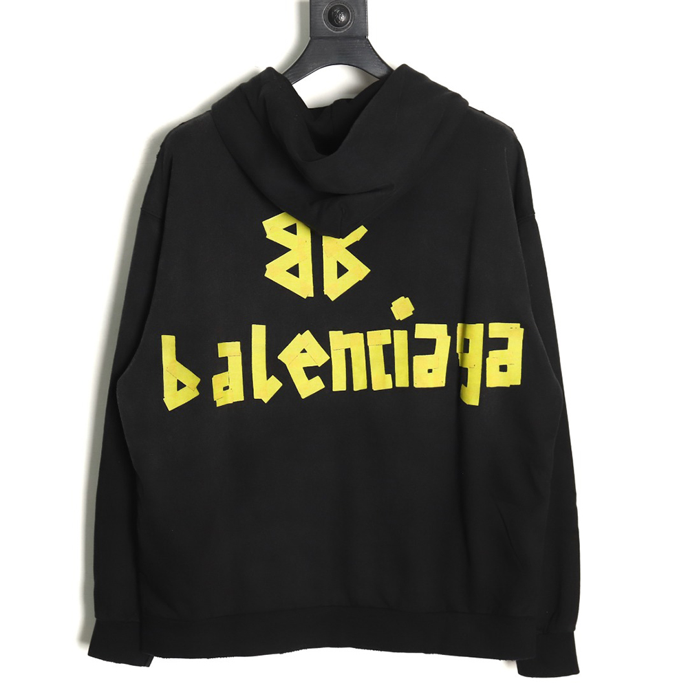 Ba*len*cia*ga distressed tape hoodie tsk1