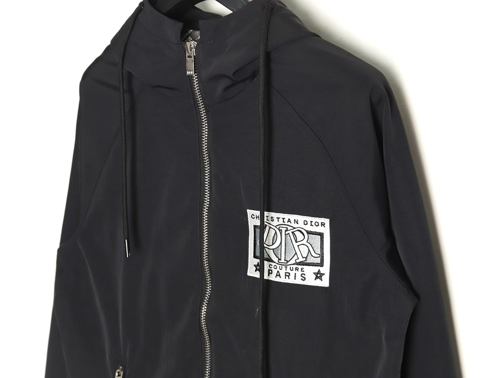 D*or letter embroidered hooded trench coat tsk1