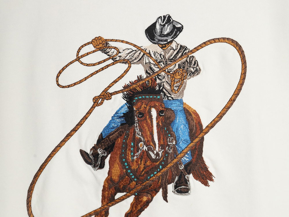 l0*is V*t0n western denim heavy embroidery crewneck sweatshirt