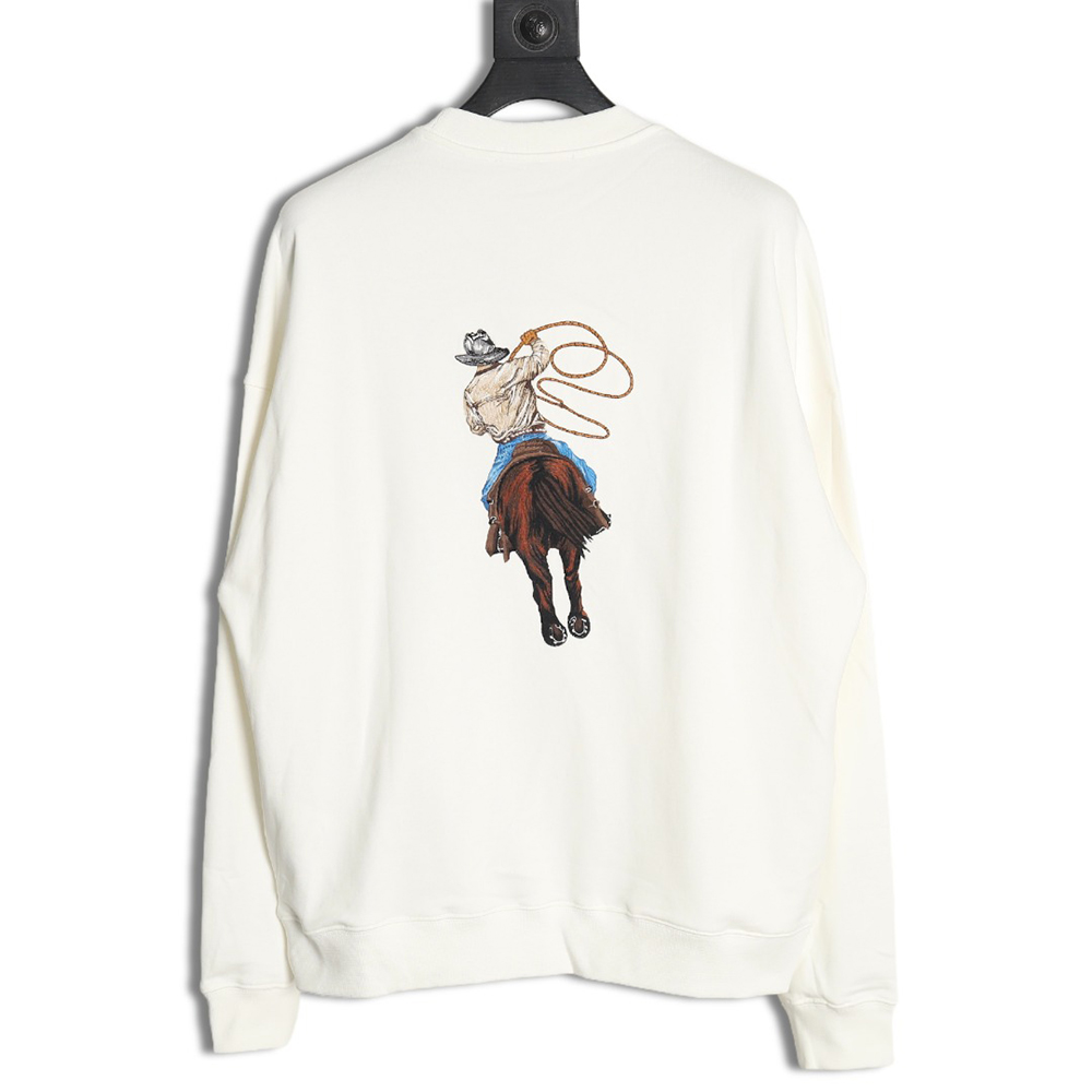 l0*is V*t0n western denim heavy embroidery crewneck sweatshirt