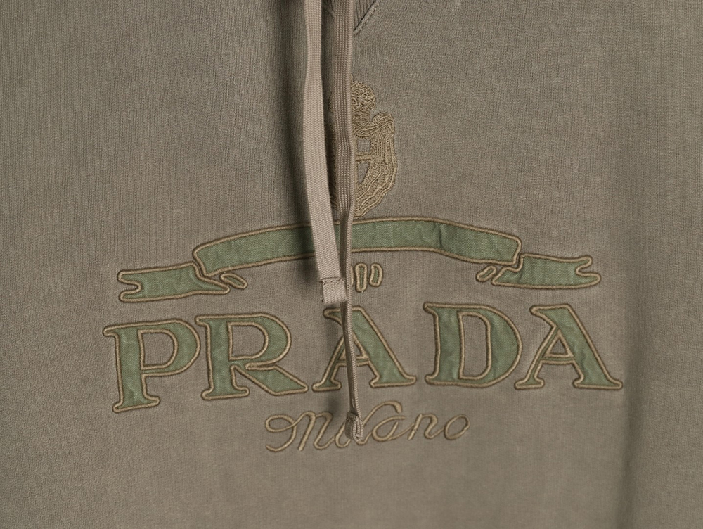 Pra*a embroidered logo washed hoodie