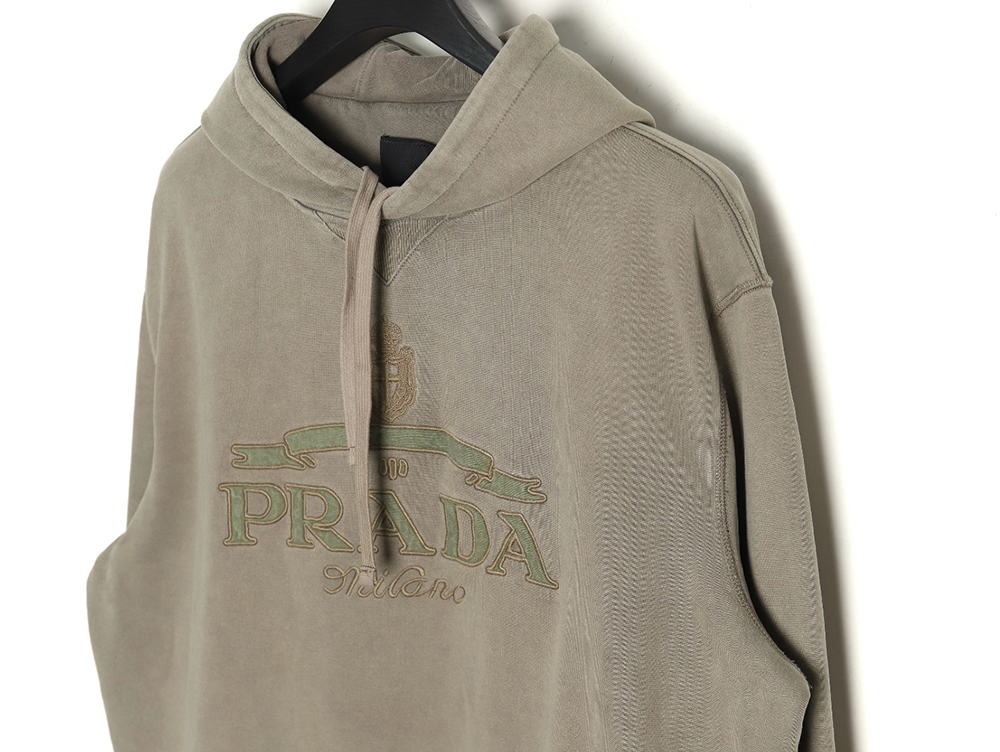 Pra*a embroidered logo washed hoodie