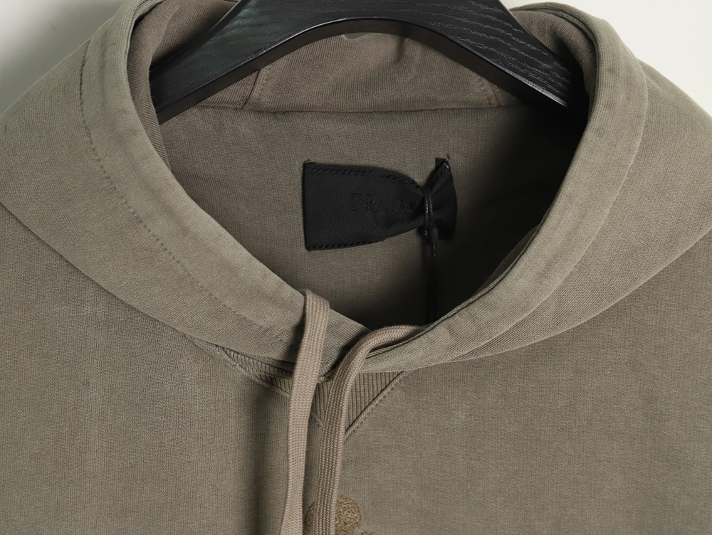 Pra*a embroidered logo washed hoodie