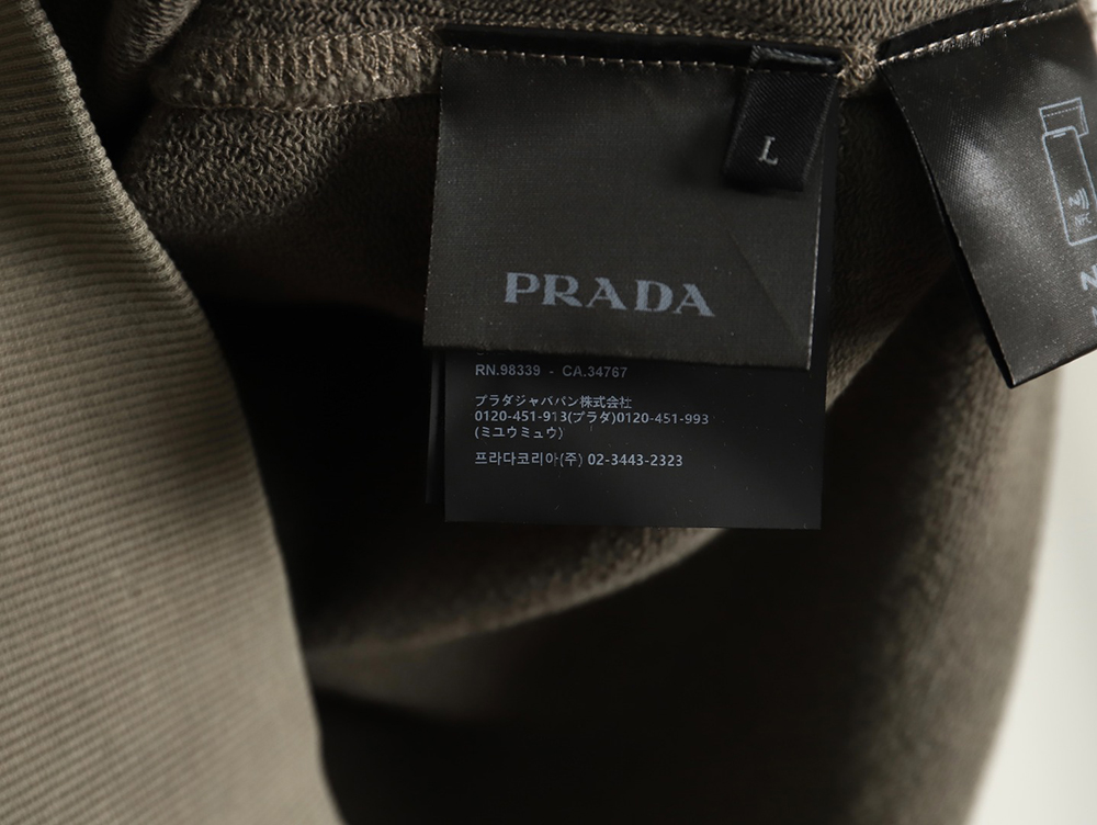 Pra*a embroidered logo washed hoodie