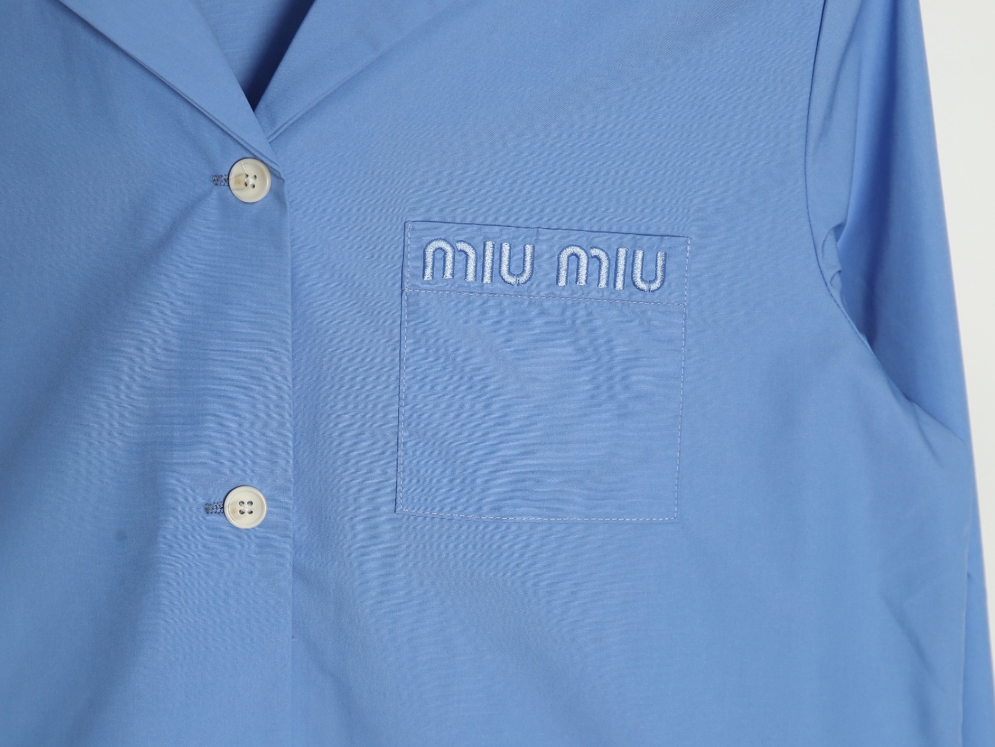 Miu Miu Pocket Lettering Embroidered Poplin Shirt TSK1