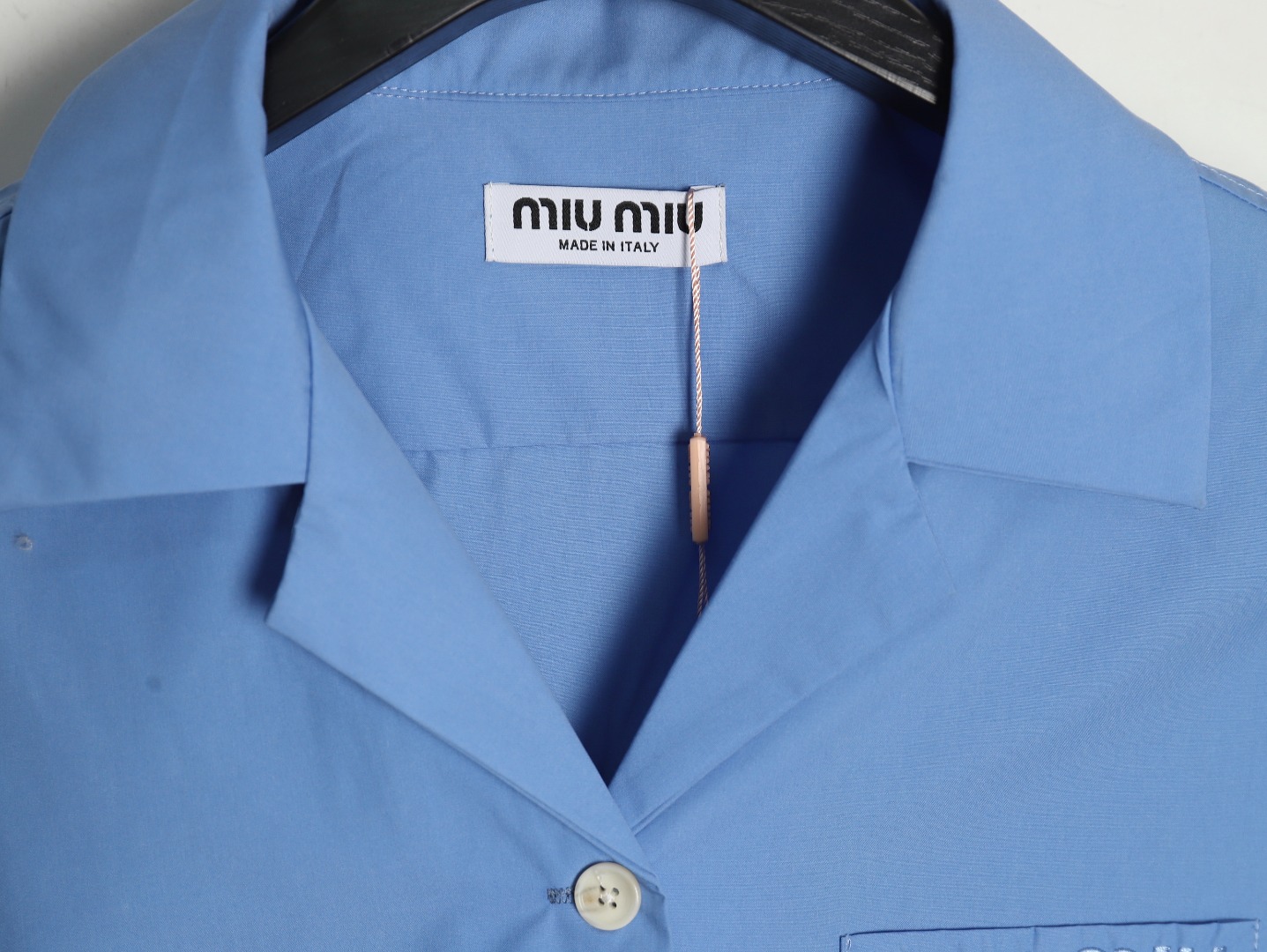 Miu Miu Pocket Lettering Embroidered Poplin Shirt TSK1