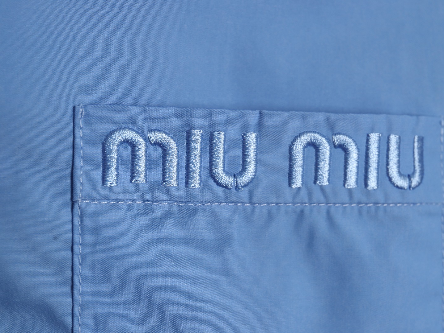 Miu Miu Pocket Lettering Embroidered Poplin Shirt TSK1