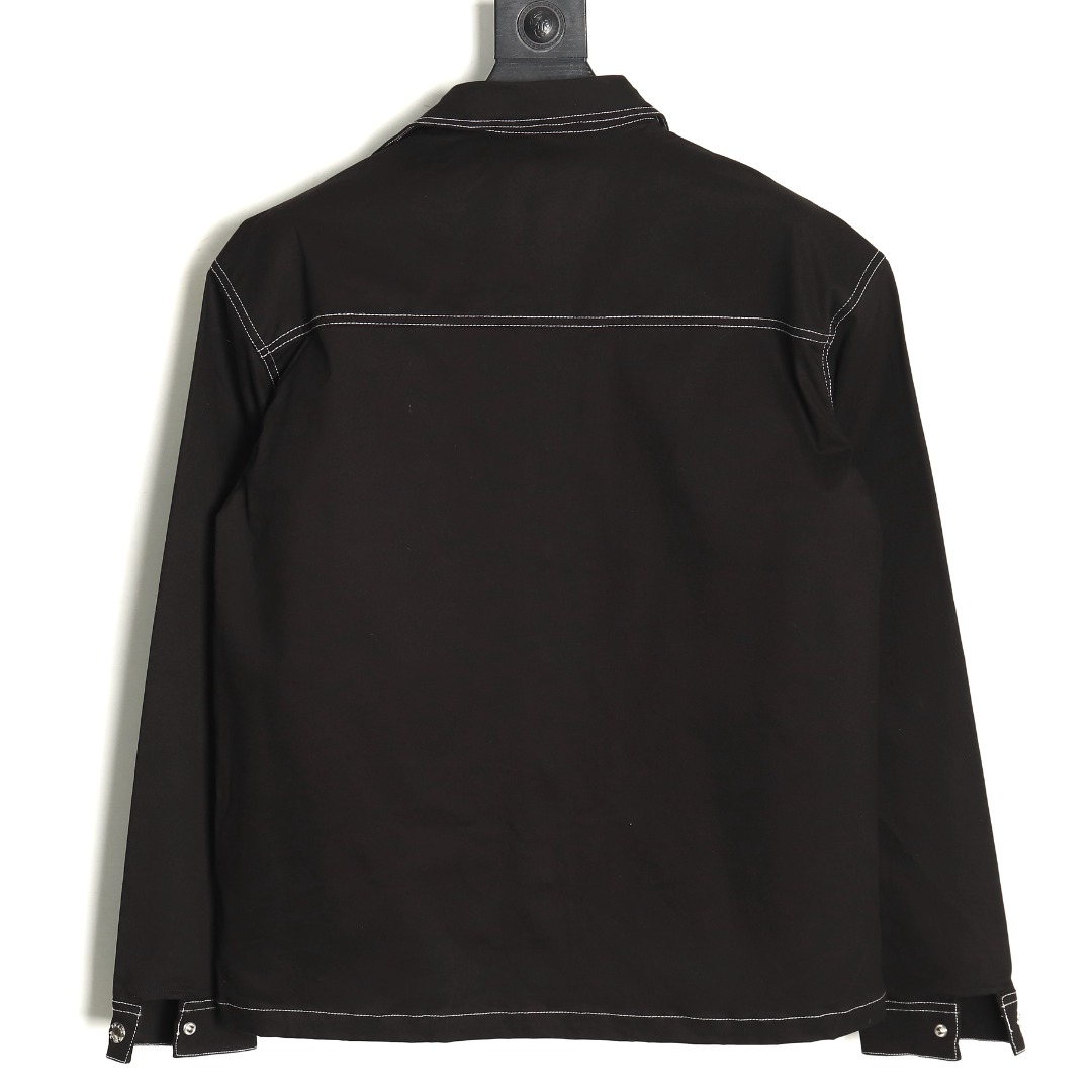 Pra*a triangle logo white line denim jacket