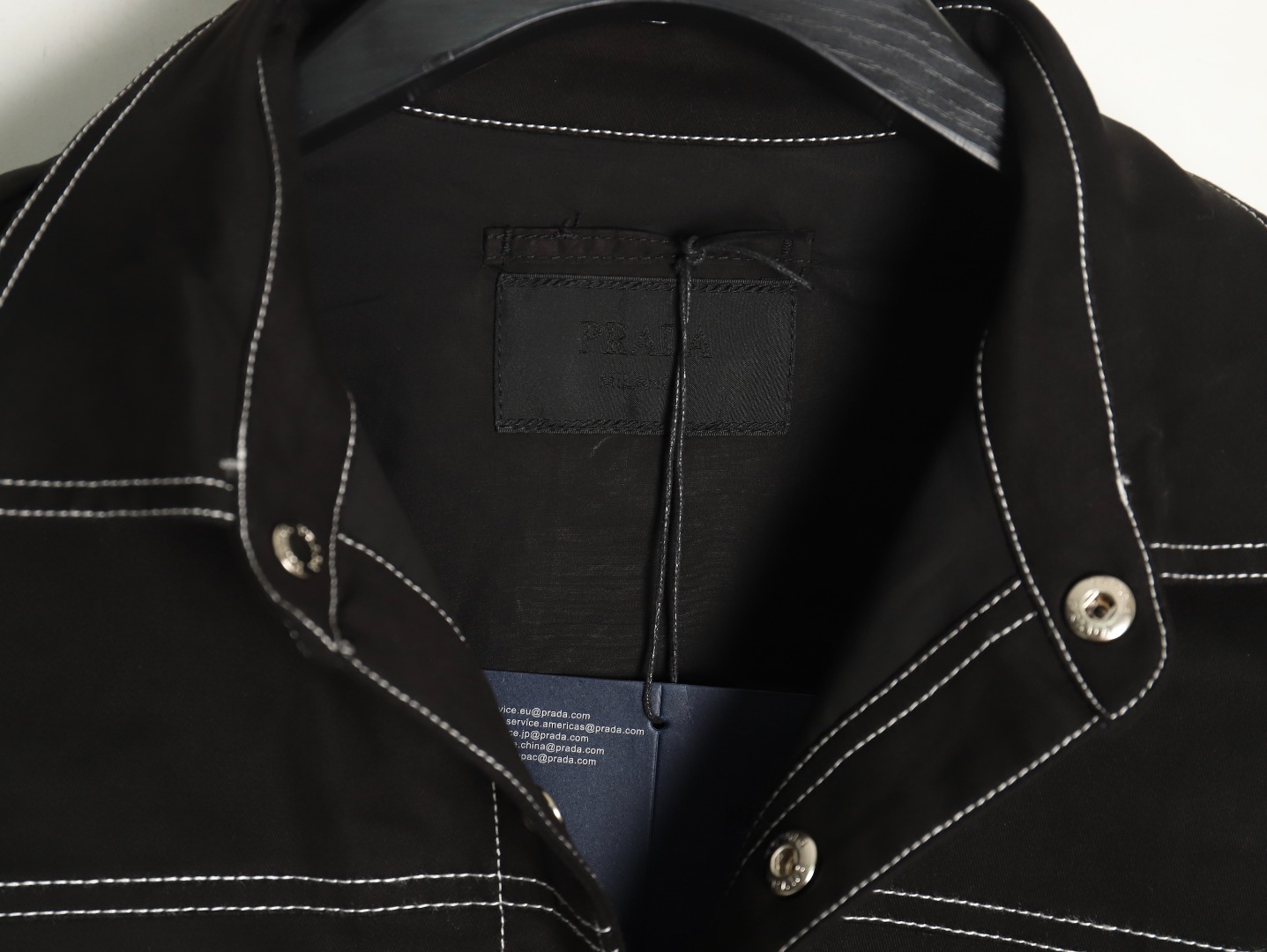 Pra*a triangle logo white line denim jacket