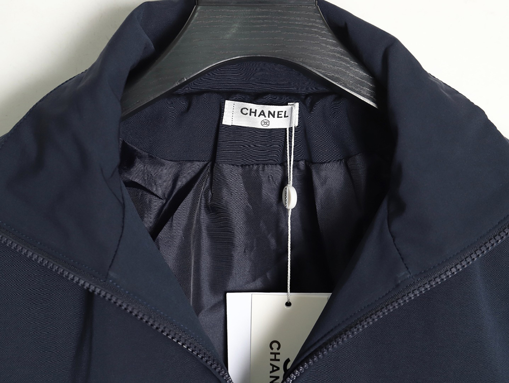 Ch*el embroidered slogan vintage zipper trench coat