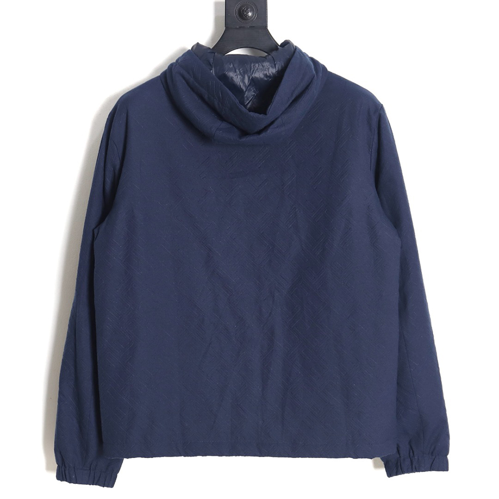 F**di monogram pattern zipper hooded jacket