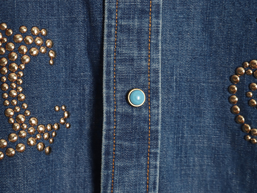 l0*is V*t0n rivet lettering denim shirt jacket