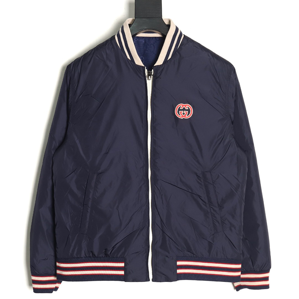 G*u*i all-over double g jacquard reversible quilted jacket