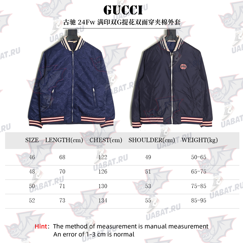 G*u*i all-over double g jacquard reversible quilted jacket