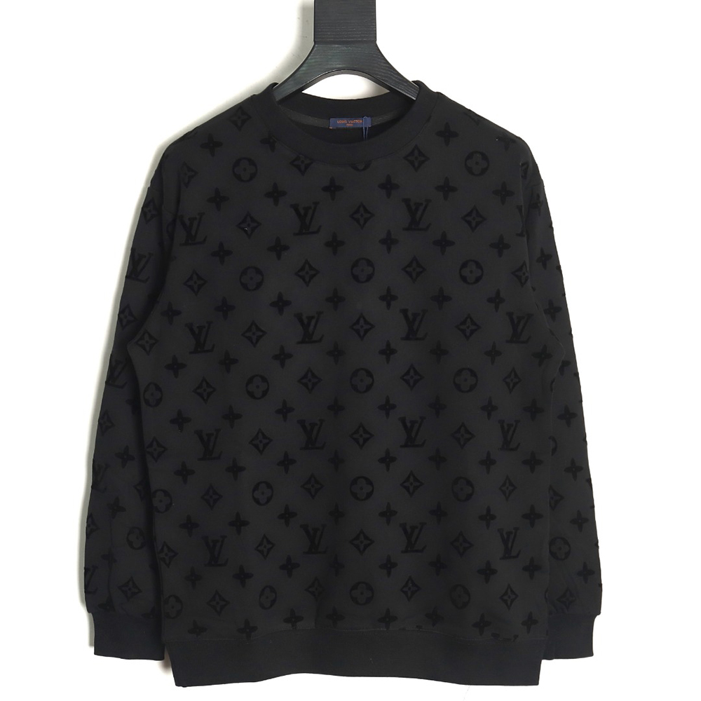 l0*is V*t0n all over print monogram flocked round neck sweatshirt tsk2