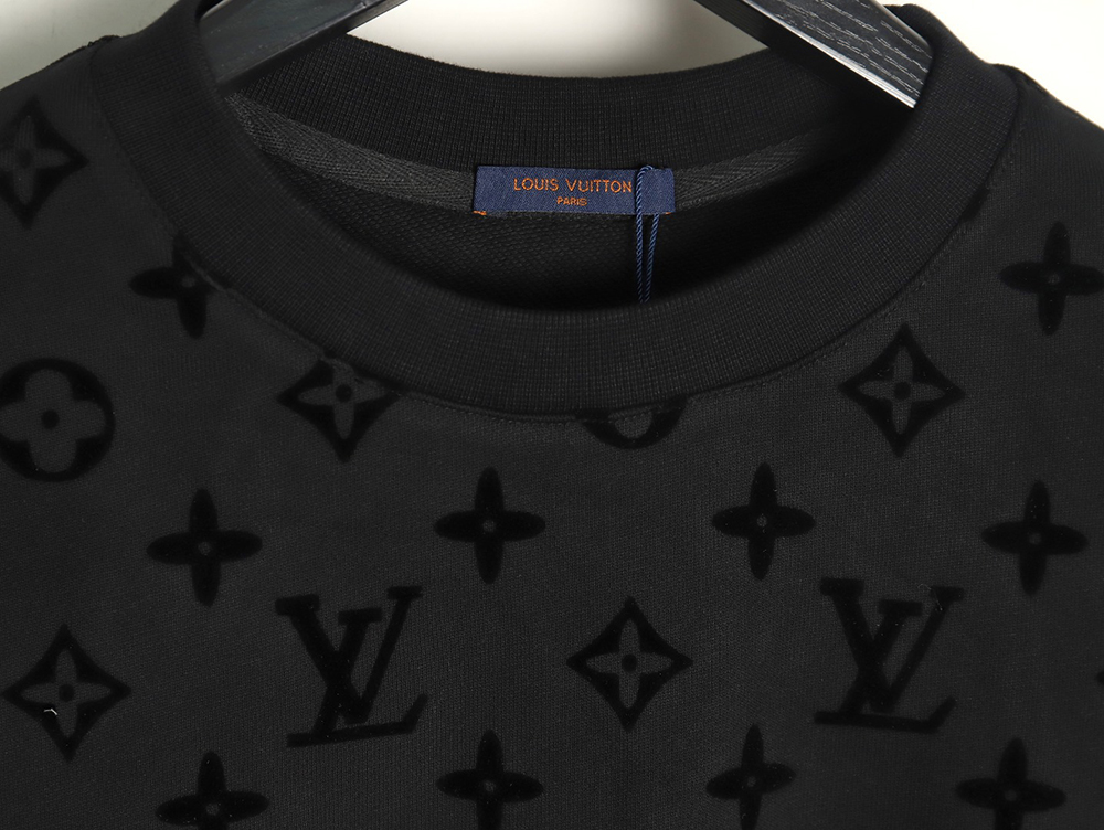 l0*is V*t0n all over print monogram flocked round neck sweatshirt tsk2