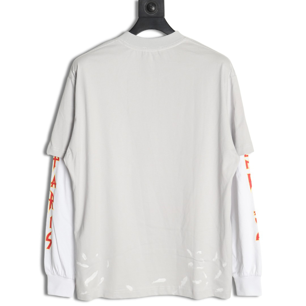 Ba*len*cia*ga flame logo letter print fake two-piece long sleeve