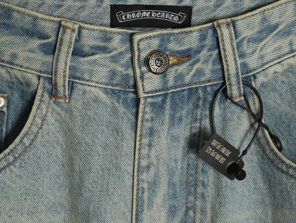 Ch*0me heart classic white cross denim pants