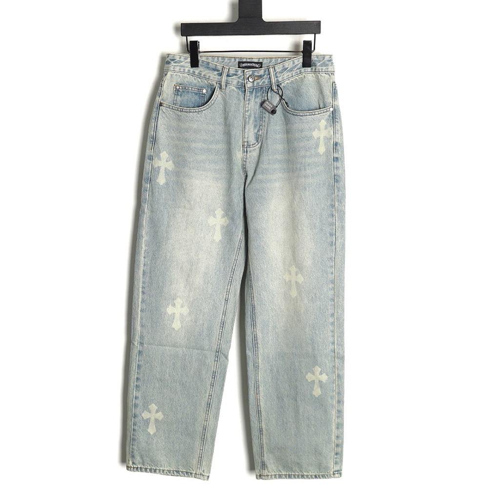 Ch*0me heart classic white cross denim pants