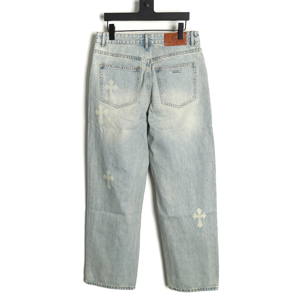 Ch*0me heart classic white cross denim pants