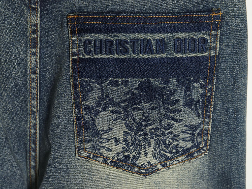 D*or denim trousers with back pocket embroidery