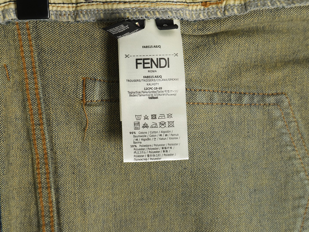 F**di colorful embroidered lettering denim trousers