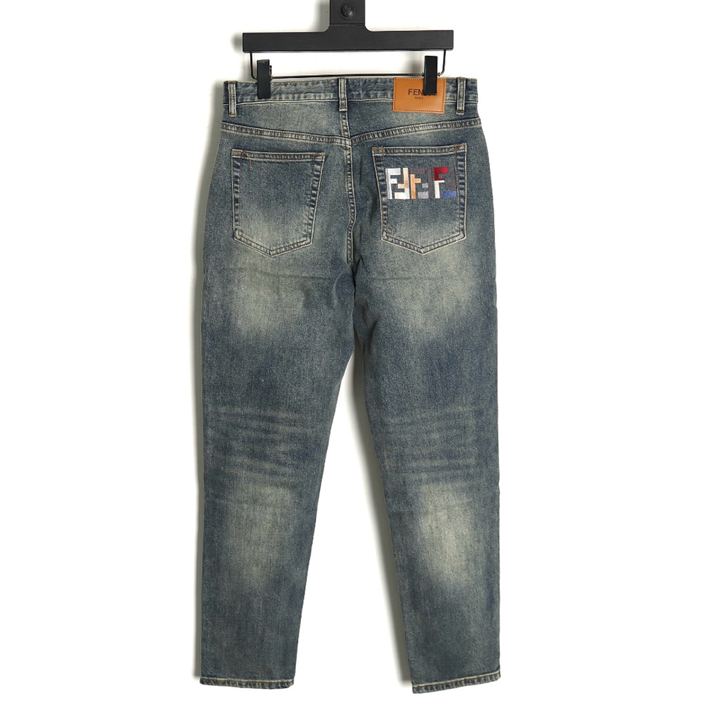 F**di colorful embroidered lettering denim trousers