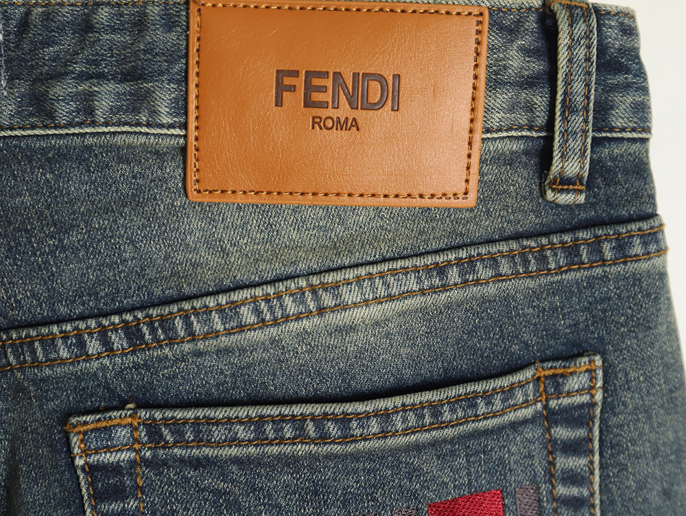 F**di colorful embroidered lettering denim trousers
