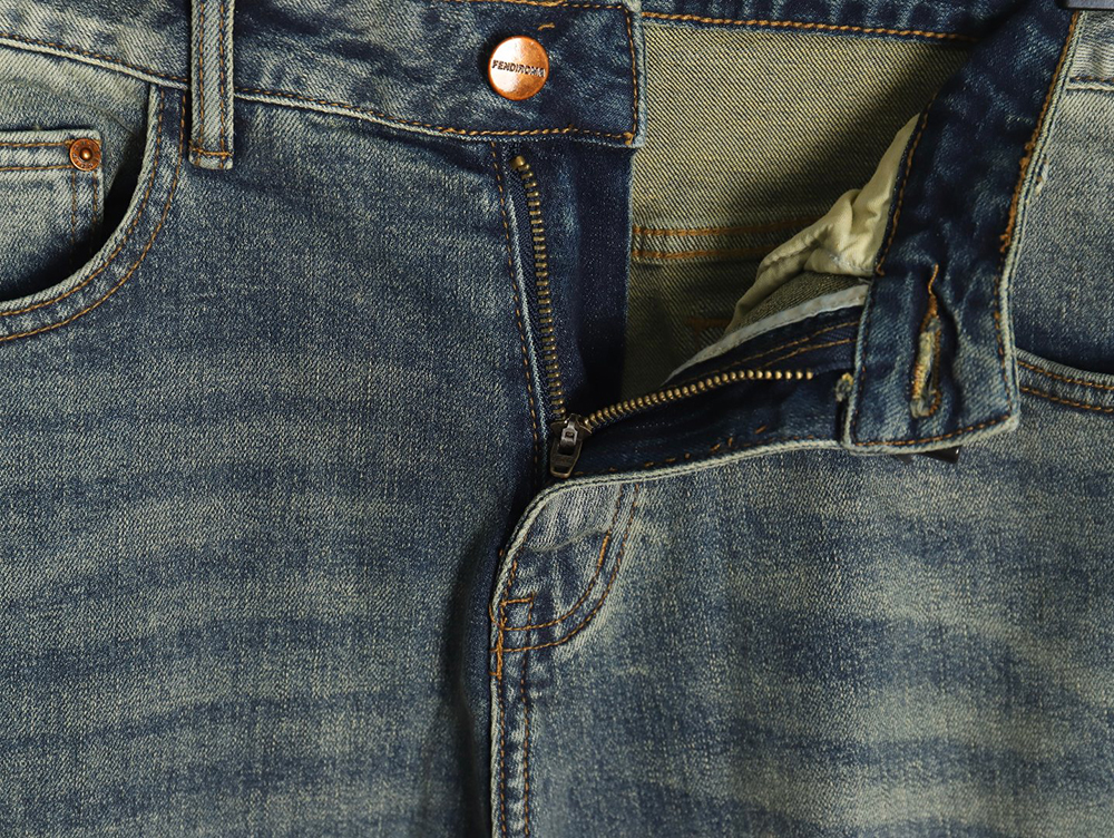 F**di colorful embroidered lettering denim trousers