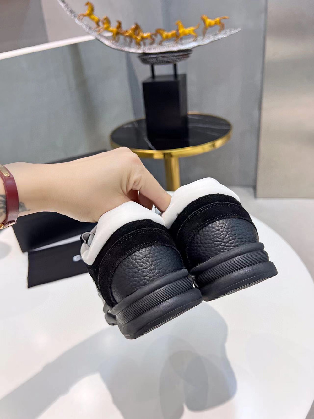 Ch*el cc low-top sneakers black & white