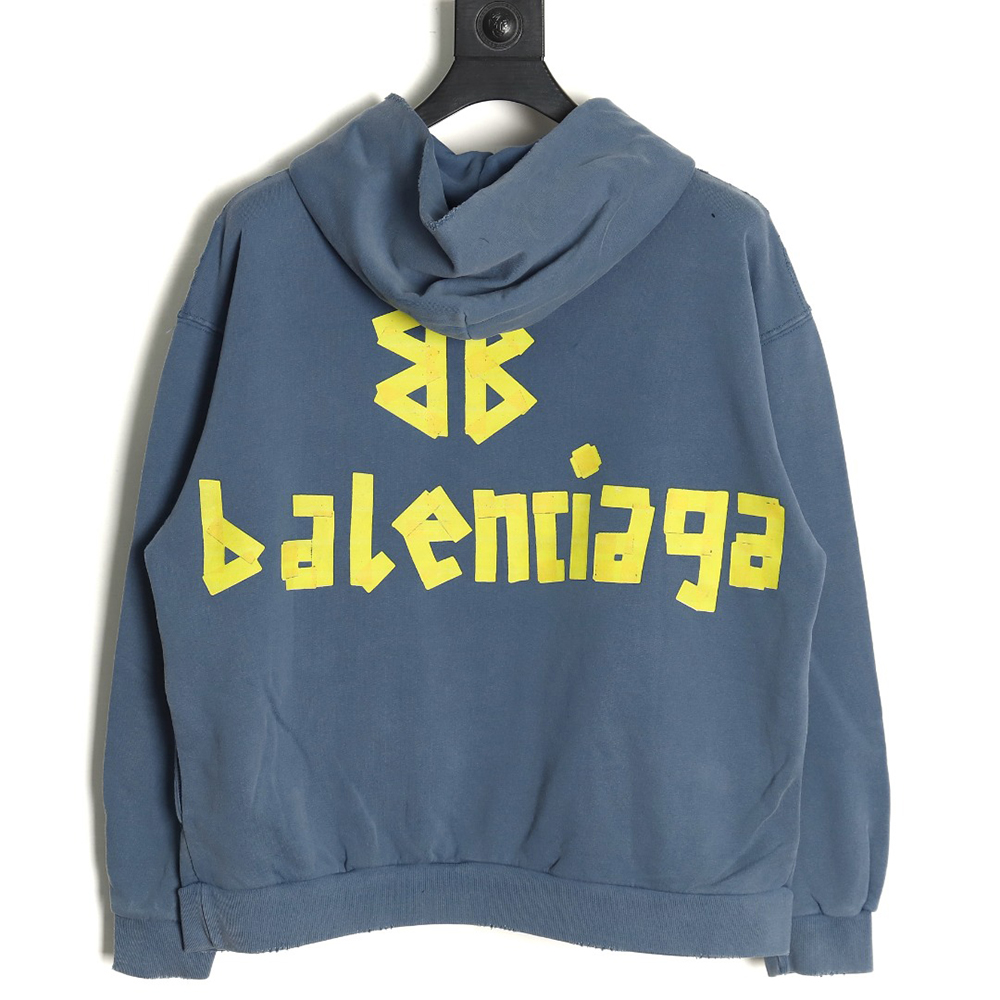 Ba*len*cia*ga tape haze blue hooded sweatshirt