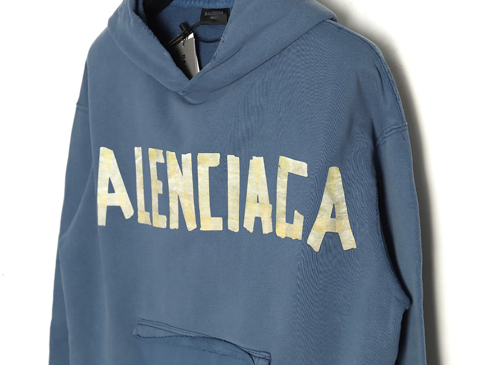 Ba*len*cia*ga tape haze blue hooded sweatshirt