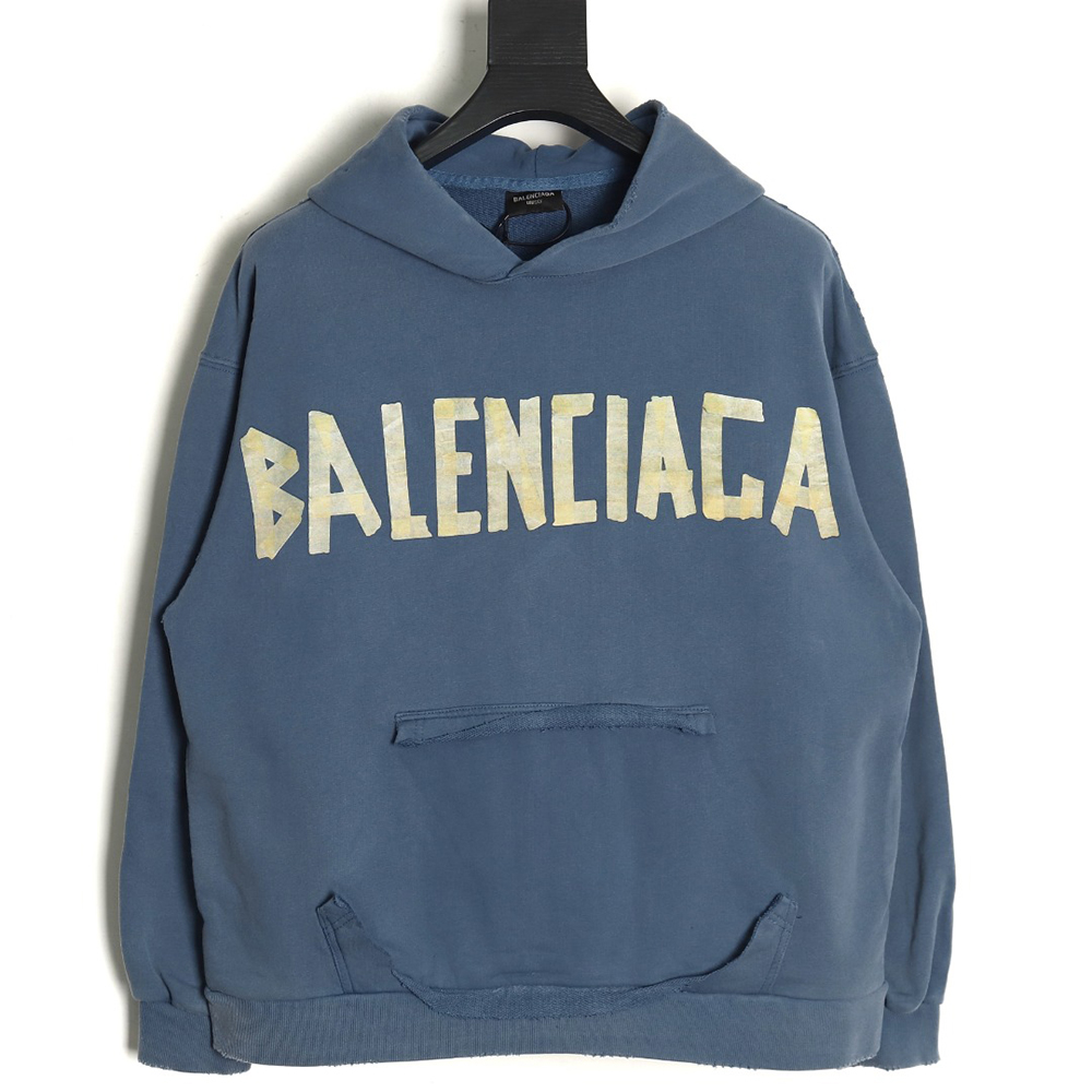 Ba*len*cia*ga tape haze blue hooded sweatshirt