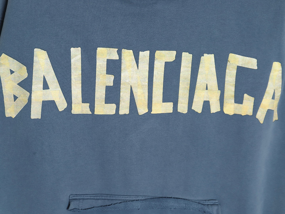 Ba*len*cia*ga tape haze blue hooded sweatshirt