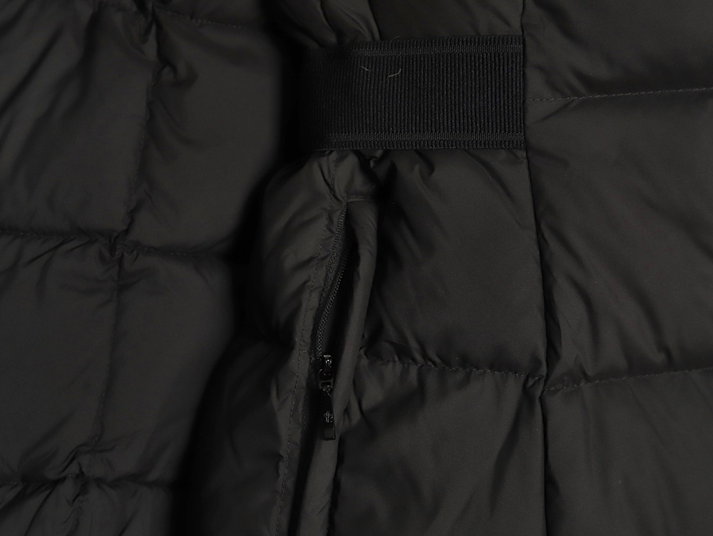 Moncler long belted down jacket