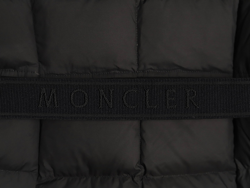 Moncler long belted down jacket