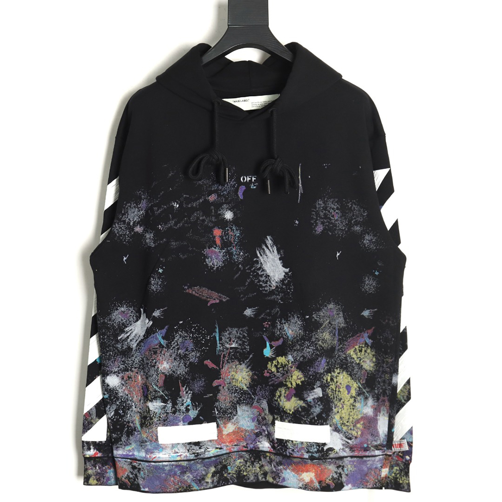 off-white starry sky fireworks splash ink zipper sweatshirt TSK1