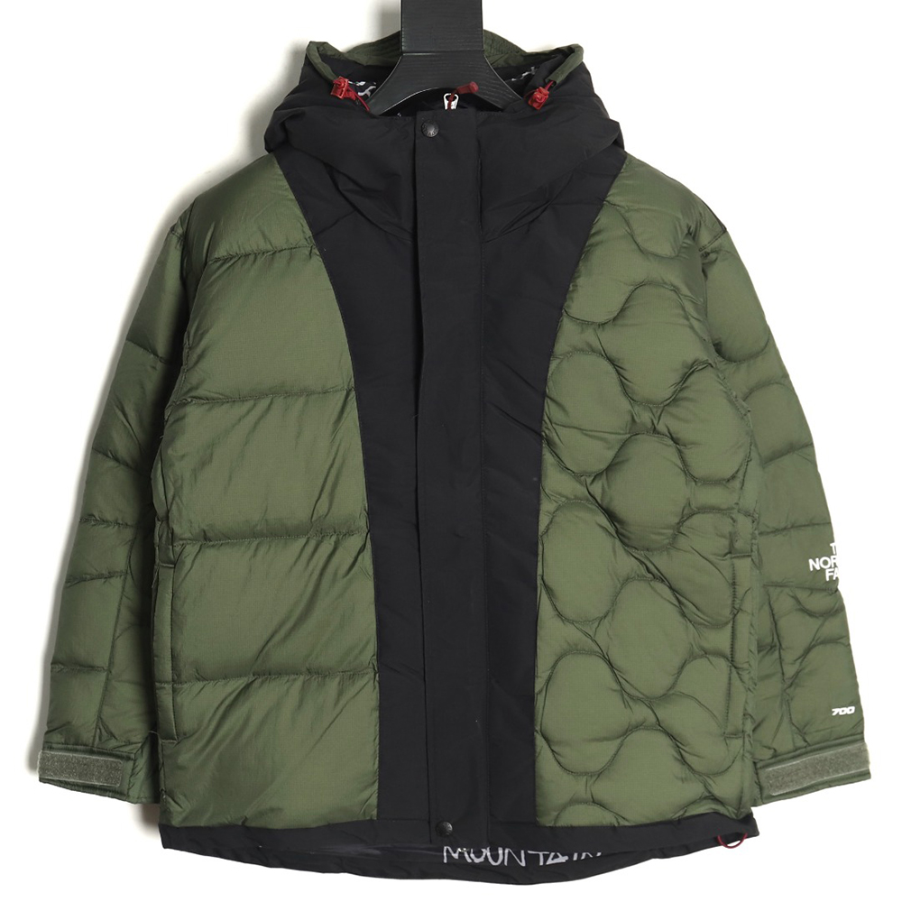 the nor*h F**e colorblock print zip-up hooded down jacket