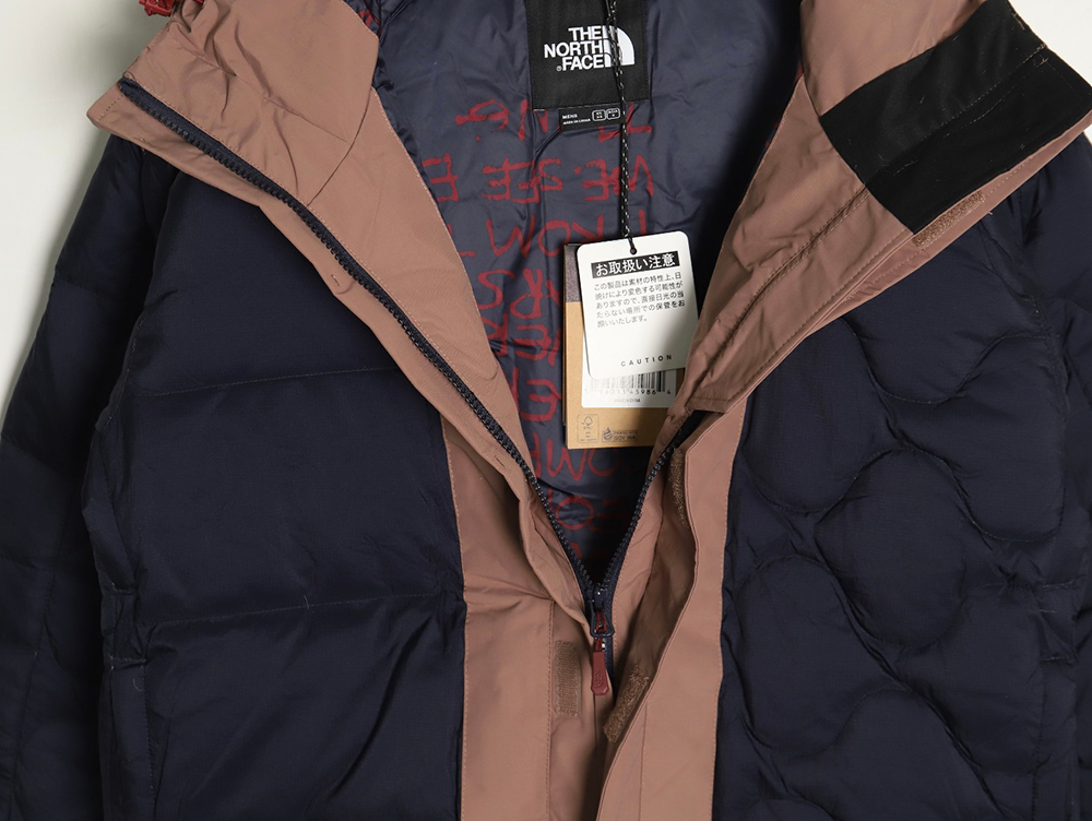 the nor*h F**e colorblock print zip-up hooded down jacket tsk1