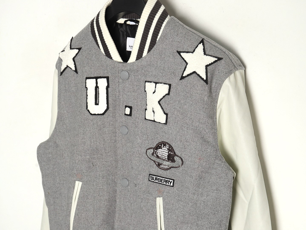 B**rry grey paneled baseball jacket
