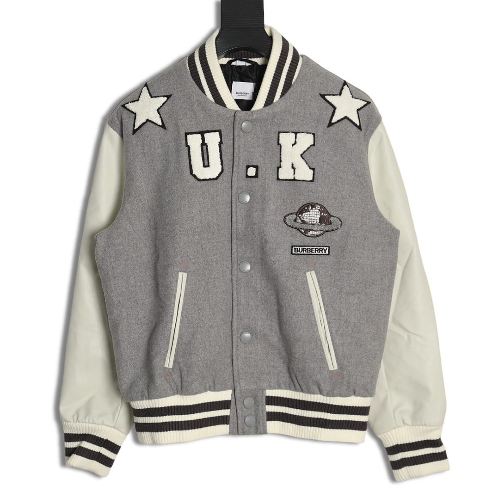 B**rry grey paneled baseball jacket