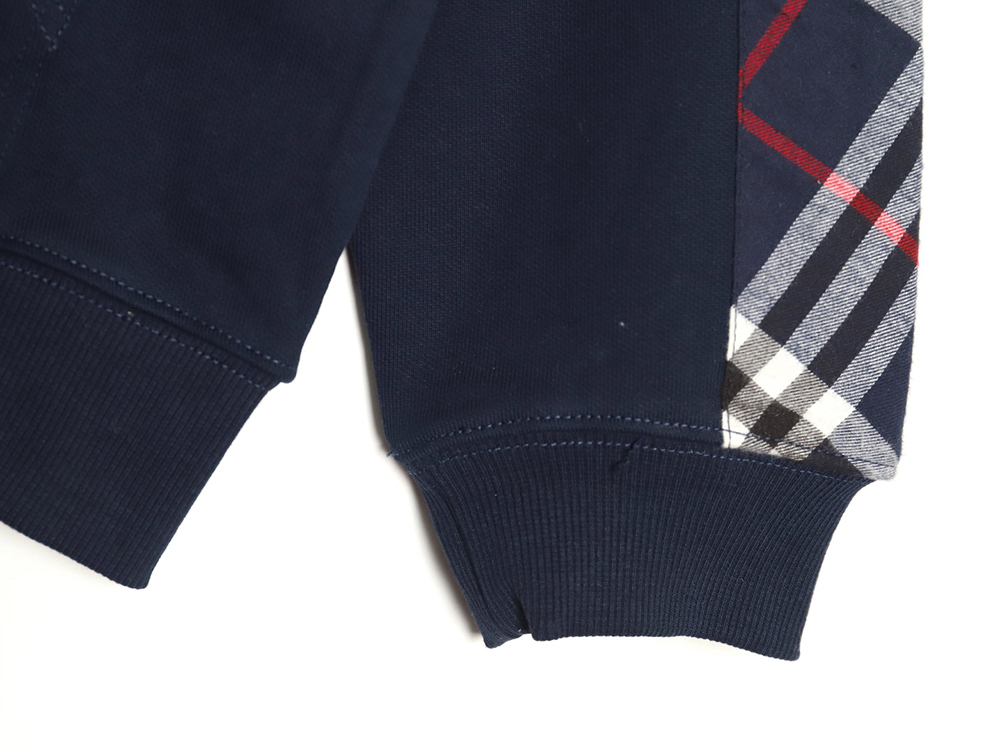 B**rry embroidered tb check patchwork zip-up sweatshirt tsk1