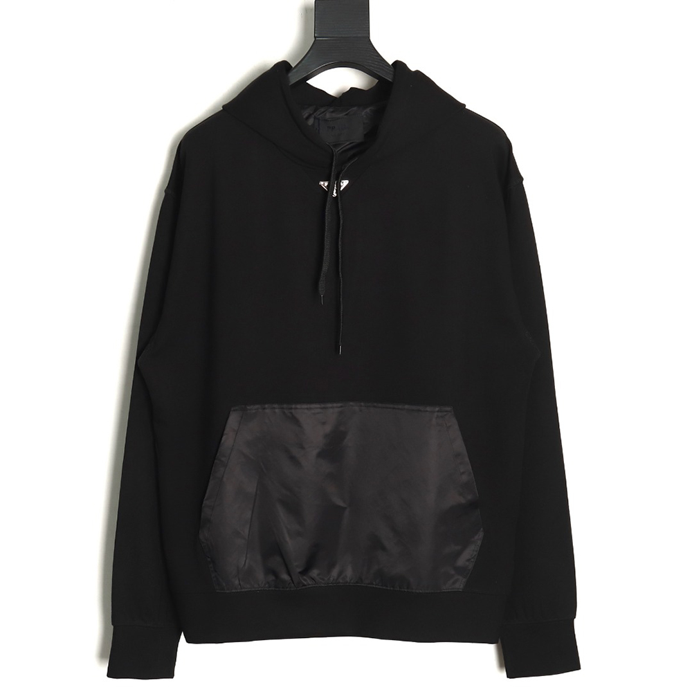 Pra*a collar triangle nylon pocket hoodie