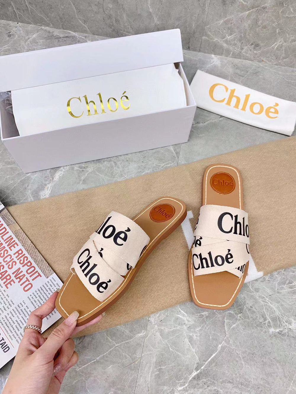 Chloe woody mule Slides
