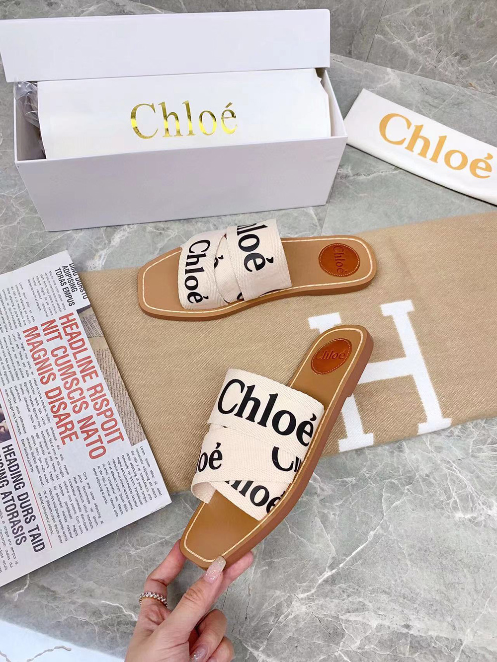 Chloe woody mule Slides