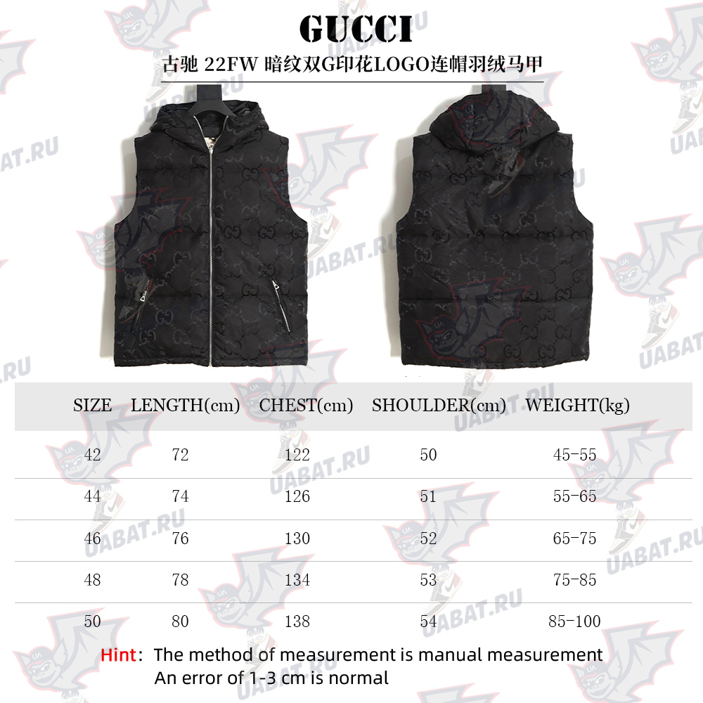 G*u*i 22fw dark pattern double g printed canvas hooded down vest