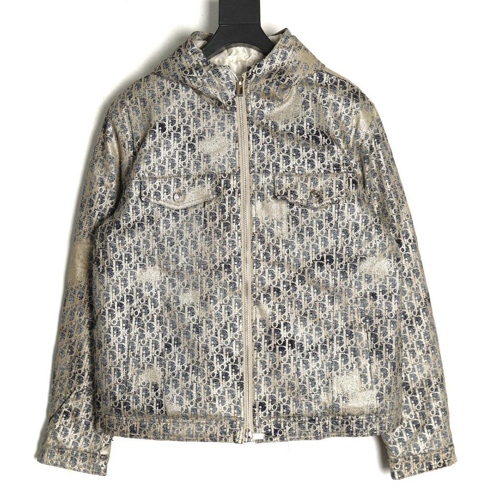 D*or all over print jacquard hooded down jacket