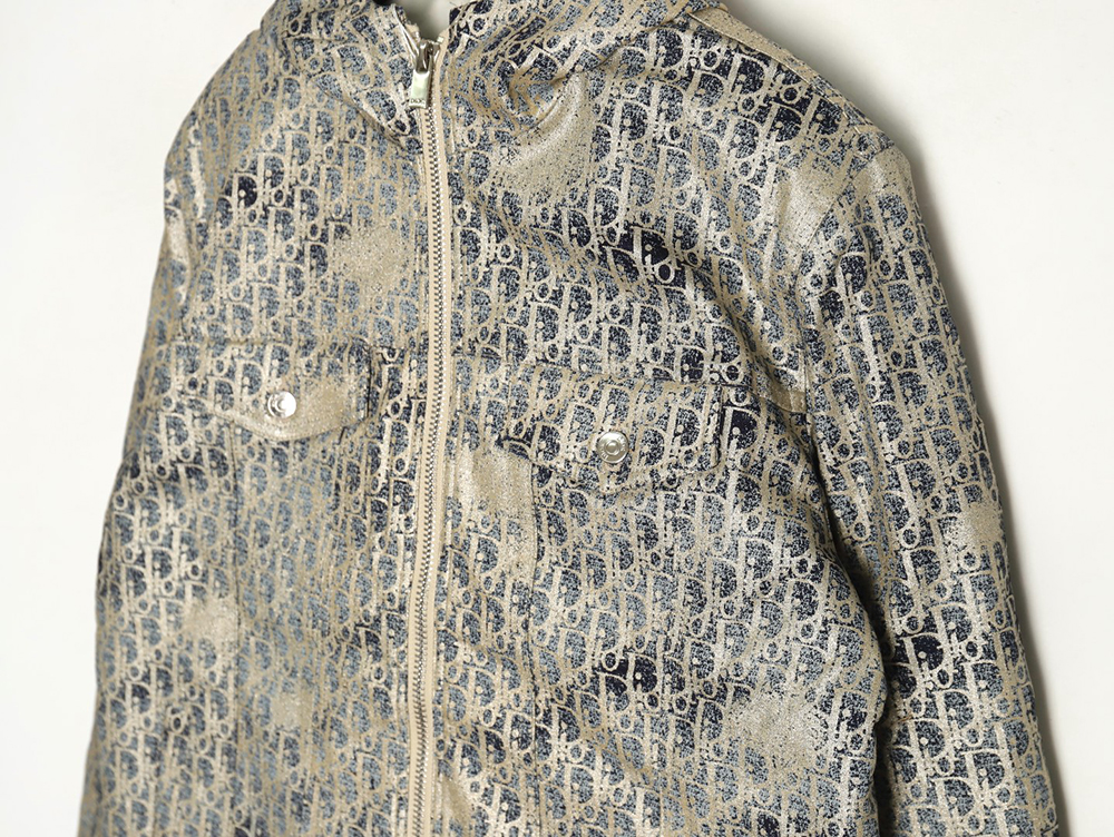 D*or all over print jacquard hooded down jacket