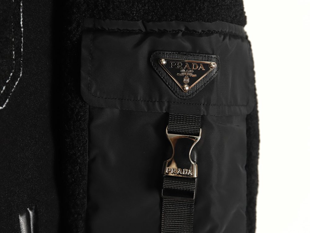 Pra*a lambswool patchwork baseball jacket